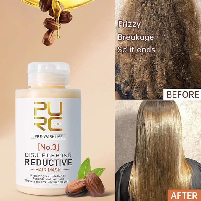 PURC Keratin Hair Mask Disulfide Bond Hair Treatment Smoothing Straightening Hair Cream Repair Damaged Hair Care Products