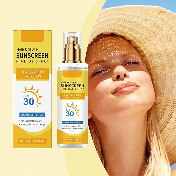 Hair & Scalp Sunscreen Spray SPF 30+, UV Protection Spray for Hair & Scalp, Lightweight Non-Greasy Water-Resistant Formula, Ideal for Outside (1pc)