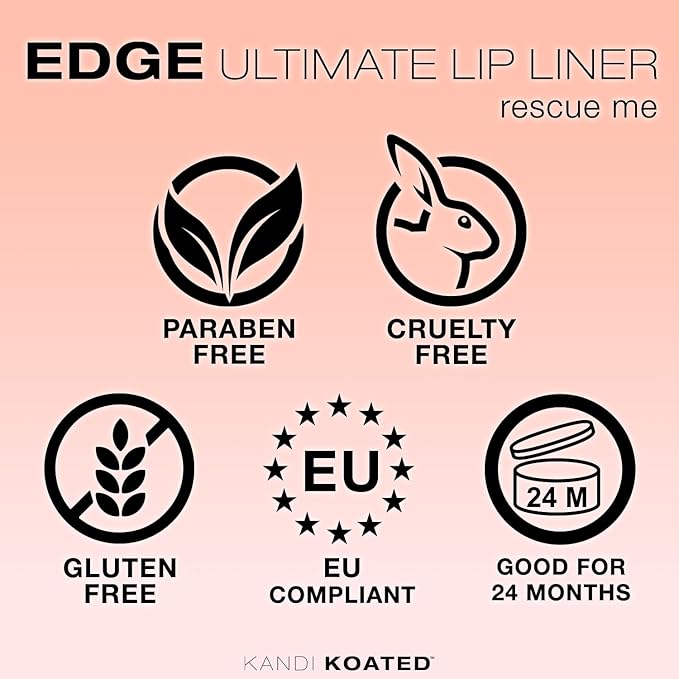 Kandi Koated Edge Lip Liner Pencil [Rescue Me] | Paraben-Free, Cruelty-Free Formula with Vitamin E and C | Beauty & Makeup