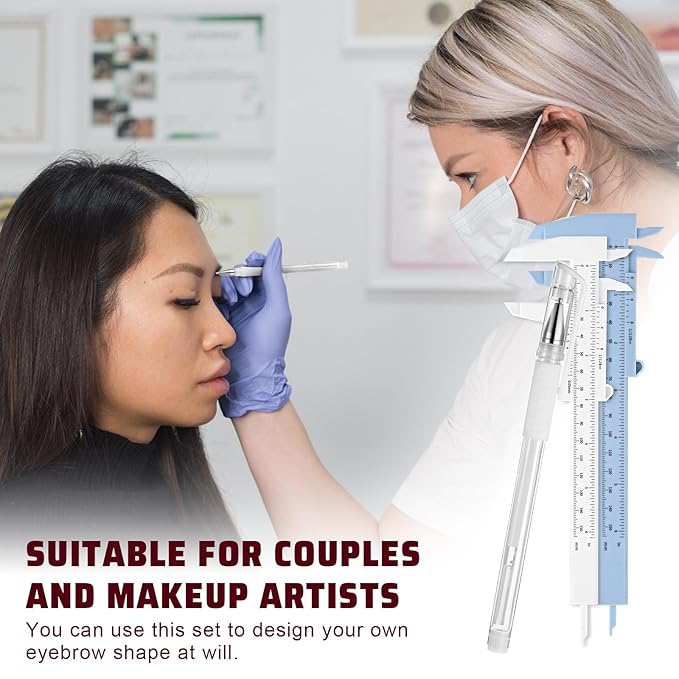 Eyebrow Mapping Kit, 4Pcs Eyebrow Microblading Marker Pens with 4 Replacement Refills and 2 Ruler, Eyebrow Makeup Position Mapping Mark Tools for Eyebrow Lip Skin