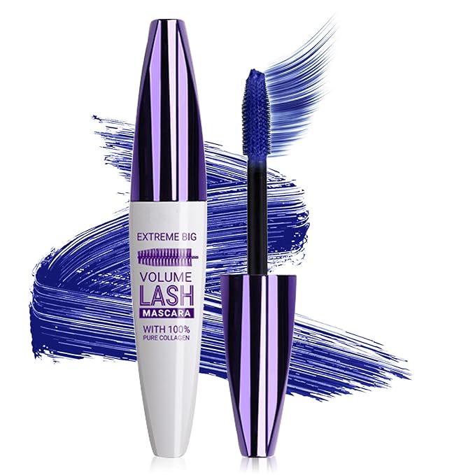 Blue Mascara for Eyelashes,5D Colored Mascara Volume and Length Waterproof,Natural Curling for Women Eye Makeup