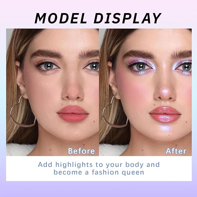 Noerrors Blue Holographic Duochrome Glitter Eyeshadow, Multichrome Rich Color Shimmer Creamy Metallic Eyeshadow, Half Magic Sparkling Iridescent Mermaid Eye Brightener Makeup Palette Rave Accessories