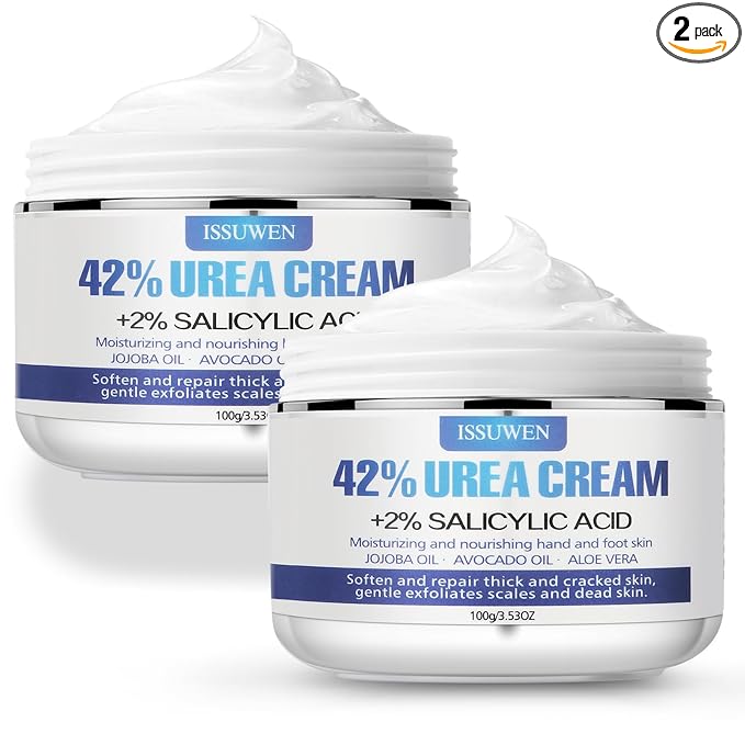 7.06OZ / 2 Pack Urea Cream 42% Plus Salicylic Acid 2%, Urea Foot Cream for Foot Care Cracked Heel Treatment Knees Elbows Hands Repair Treatment, Feet Moisturizer Corn Callus Dead Skin Deep Moisturizes