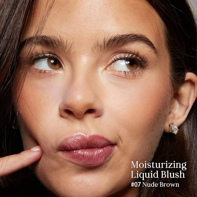 KYDA Moist Liquid Blush, Natural Dewy Finish Cheek Color with Hydrating Formula, Long-Lasting Face Blusher for Natural Glow Cheeks, Lightweight Buildable Smooth Coverage, Nude Brown