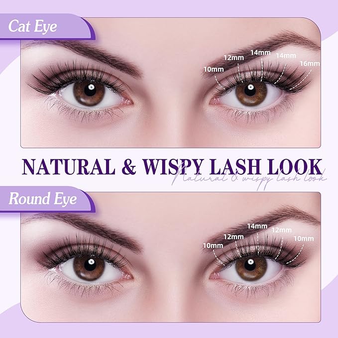 Wispy Lash Clusters Kit 10-18mm D Curl Lash Clusters 144pcs DIY Cluster Eyelash Extensions Individual Natural Lashes Cluster False Eyelash Kit with Bond & Seal Glue Remover Tweezers(S2 Lash Kit)
