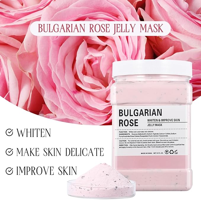 Jelly Masks for Facials Professional,Jelly Face Mask Skincare Hydrating,Jelly Masks Powder for Face Moisturizing,Smoothing,Deep Cleaning,Oil Contral,for All the Skin 23 Fl Oz(Bulgarian Rose)