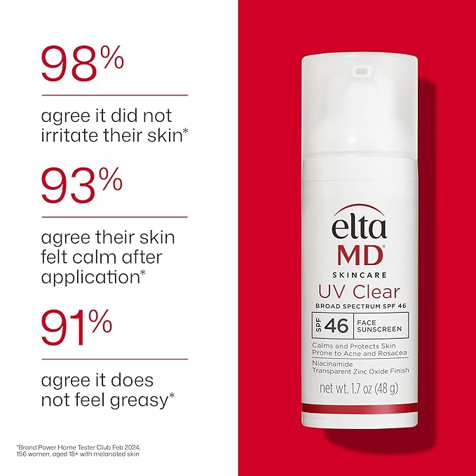 EltaMD UV Clear Face Sunscreen SPF, Oil-Free Sunscreen with Zinc Oxide, Dermatologist Recommended