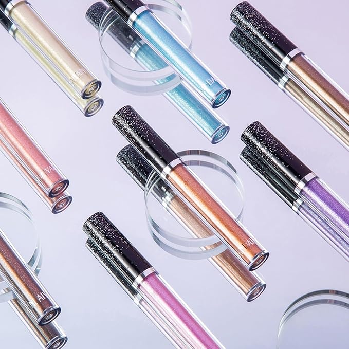 Liquid Eyeshadows, Long-lasting Liquid Glitter-Eyeshadows Colorful Eye Shadows for Eye-Makeup (Dark Bown)