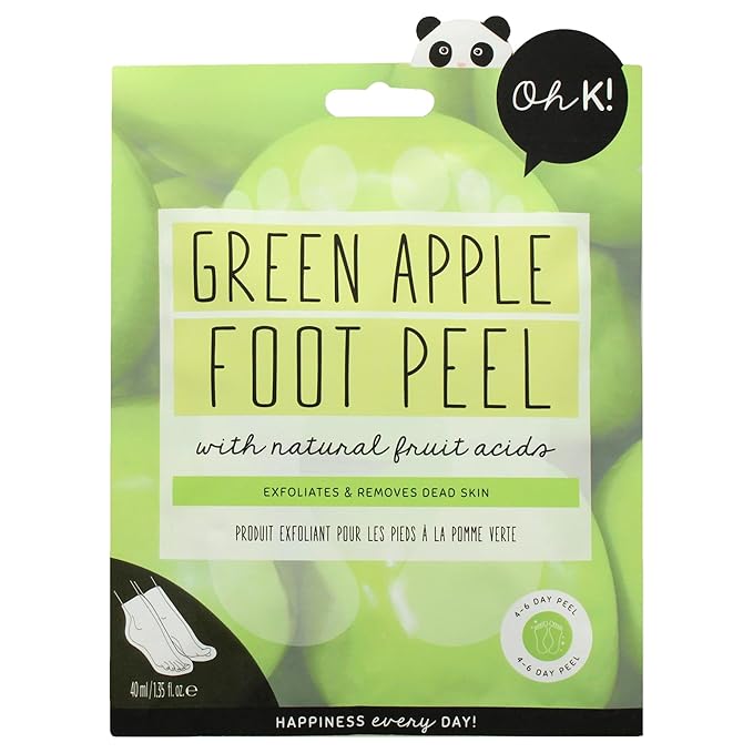 Oh K! Foot Peel Mask - Green Apple - Foot Peeling Mask for Dry Feet and Cracked Heels - Feet Exfoliant with Hydrating Apple Fruit Extract - 1 Pair