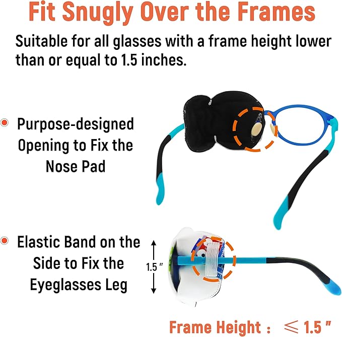 Astropic 3D Cotton & Silk Eye Patch for Kids | Boys Eye Patch for Glasses | Medical Eyepatch for Children with Lazy Eye (Blue Robot, Left Eye)