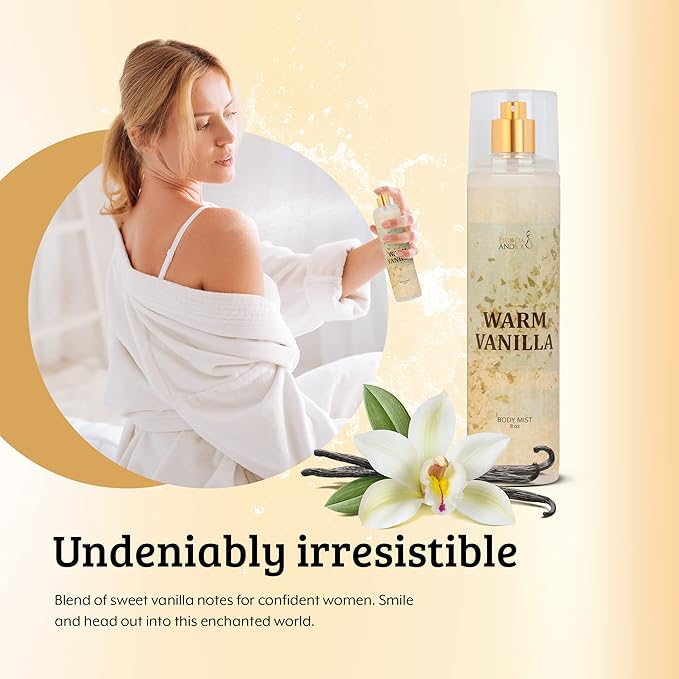 Freida and Joe Warm Vanilla Unisex, Womens Perfume Fragrance Body Mist & Sprays, Women's Fruity Luxury Scented Gifts & Presents, 8 oz Fine Mist Spray Bottle (Warm Vanilla) – Mother's Day Gift for Mom