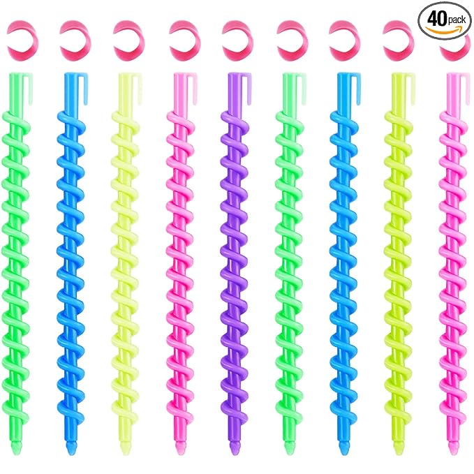 WILLBOND 40 Pieces Spiral Perm Rods Heatless Waves Hair Rollers Plastic Spiral Curl Rods Perm Wave Curlers Sticks Kit for Long Medium Short Natural Hair Women Styling Barber Hairdressing Salon Tool