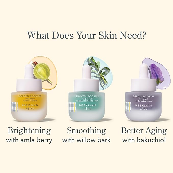 Beekman 1802 Golden Booster Amla Berry Face Serum – Vitamin C Alternative Brightening Serum – Helps Even Tone & Reduce the Look of Dark Spots – Sensitive Skin Safe – 0.5 fl oz