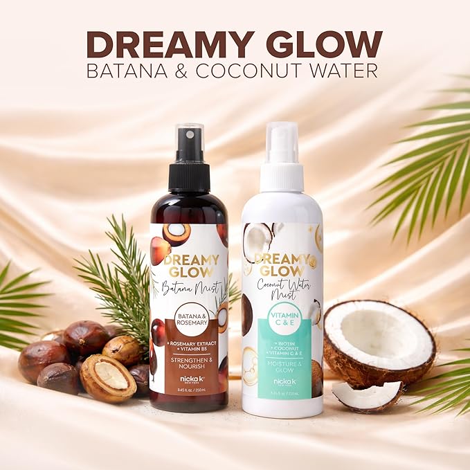 Nicka K New York, Dreamy Glow Batana & Coconut Mist, Hydrating Hair & Body Mist, Nourishing Spray with Batana Oil, Vitamins B5, C & E (Coconut Water)