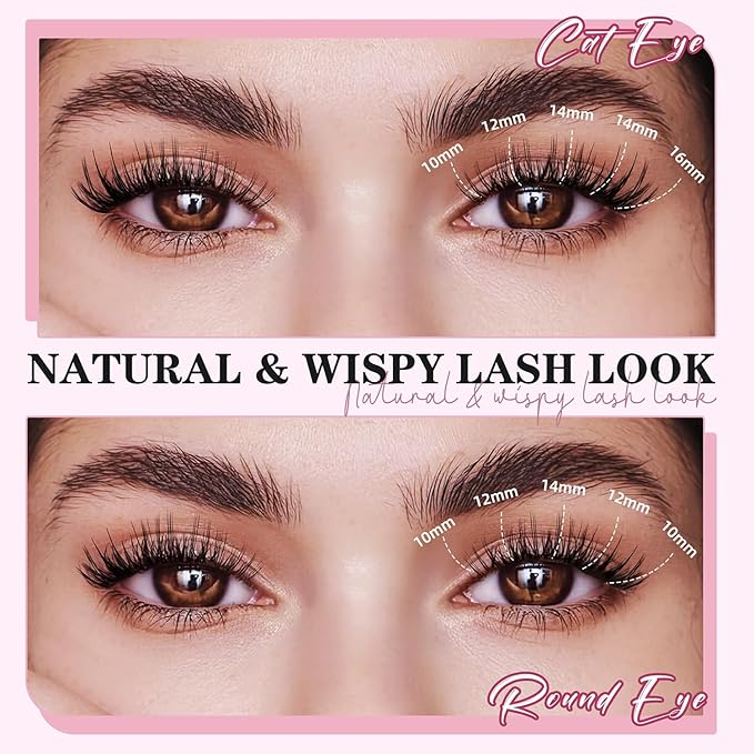 Lash Clusters 10-18mm Mix D Curl DIY Extension Eye Natural Lashes False Wispy EyeLash Cluster (U20 Lashes Only)