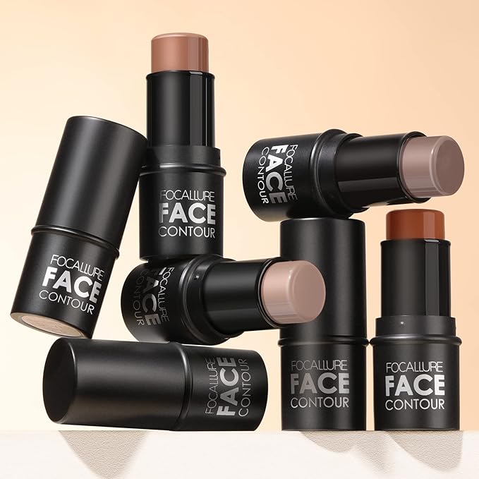 FOCALLURE Cream Contour Stick, Matte Bronzer Stick, Professional Face Shaping & Contouring Stick Makeup, Easy to Apply with Buildable Coverage, Long Lasting & Sweatproof, OAT