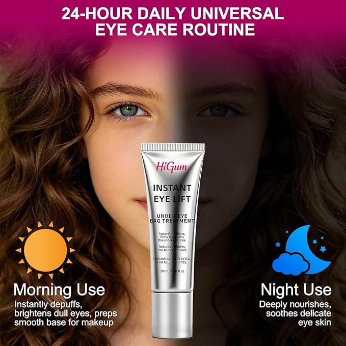 Instant Firm Eye Tighter, Under Eye Treatment for Bags, Wrinkles, Puffiness & Dark Circles, Anti-Aging Under Eye Cream with Precision Application Brush | All Skin Types （1）
