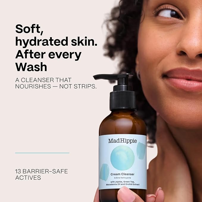 Mad Hippie Cream Cleanser 2-Pack – Gentle Formula with Hyaluronic Acid, Jojoba Oil & Green Tea, Skin Barrier Protection, 4 Oz Ea