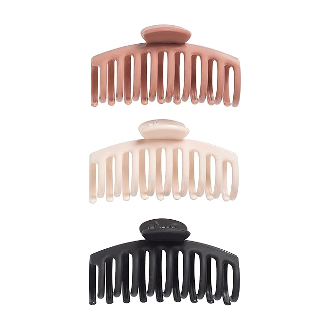 Goody Classics Large Sprial Claw Clips , Assorted Colors - Great for Easily Pulling Up Your Hair - Pain-Free Hair Accessories for Women, Men, Boys, and Girls, 3 Count (Pack of 1)