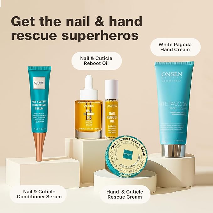 Onsen Secret Nail & Cuticle Repair Oil (10ml) - Dry Oil Formula - Japanese Tsubaki, Tea Tree & Jojoba - Strengthens Nails, Repairs Cuticles, Hydrates Skin & Hair - Natural & Vegan
