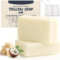 Beef Tallow Soap for Skin, All Natural Grass Fed Tallow Soap Bar, Moisturizes, Soothes, Hydrates Face & Body Wash for All Skin Types, Organic Handmade Bath Soap for Women Men - 2 Pack