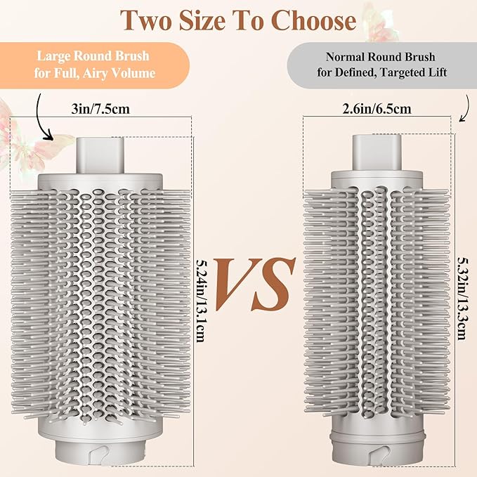 Upgraded Large Round Volumizing Brush for Shark FlexStyle Attachment, Big Round Brush Compatible with Shark Flex Style, Fast Blowouts Smooth Bends Full Volume(2in barrel, 3in with Bristles)