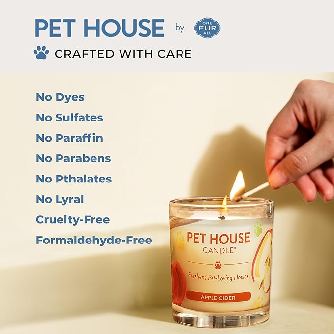 One Fur All Pet House Candle 2 Pack - Plant-Based/Soy - Clean Burning Scented, Long Lasting Pet Odor Candle for Home - Ruby Red Grape Fruit, Fresh Citrus