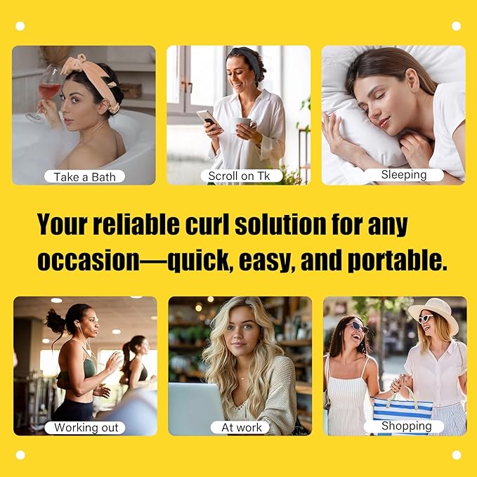 Heatless Curls Overnight Headband for Long Hair, No Heat Hair Curlers to Sleep-In, Curling Set with Scrunchies & Clip, Soft Beach Waves for Women