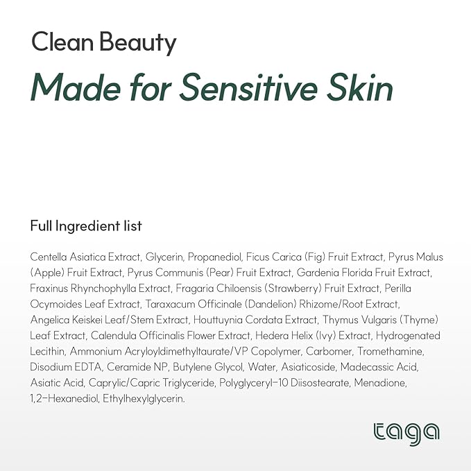 TAGA Cica Soothing Essence 100ml | Vegan Hypoallergenic Hydrating Essence for Sensitive & Irritated Skin | Lightweight, Non-Sticky Formula with Centella Asiatica | Calming Moisture Care for the Family