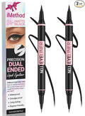 iMethod Liquid Eyeliner - Waterproof Eyeliner 2-in-1 Dual-Ended Eye Liner with Precise Brush-Tip and Thick Tip, Black Liquid Liner Pen, Matte Finish, Long Lasting, Smudge-proof, Black, 2 Pack