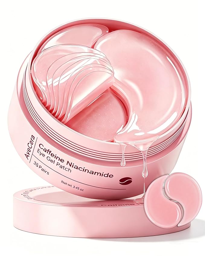 70Pcs Caffeine Peptide Under Eye Patches for Dark Circles Puffiness, Eye Masks with Rose Essence Hyaluronic Acid Niacinamide Anti Wrinkle & Fine Lines Hydrating & Cooling for Women