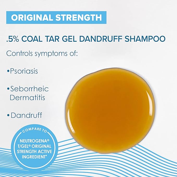 True+Real Coal Tar Therapeutic Plus Tar Gel Anti-Dandruff Shampoo Original Strength 0.5% Coal Tar, 4.4 Fl Oz