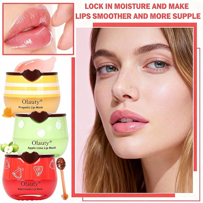 9 PCS Bee Lip Balm Honey Pot, Easter Basket Stuffers, Honey Lip Balm Bulk, Moisturising Sleep Lip Mask Overnight, Exfoliating Prevention Dry and Crack Lip Scrubs,Reduce Lip Lines, Mothers Day Gifts