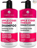 Apple Cider Vinegar Shampoo and Conditioner Set - Stop Flaky and Itchy Scalp – Sulfate Paraben Free Anti Dandruff Soothing Treatment for Dry, Oily and Damaged Hair - Intense Care for Women and Men