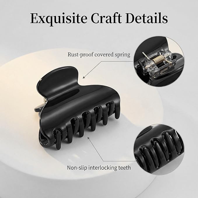 Womens Hair Clips Medium Claw Clips Tortoise Hair Jaw Clips Celluloid Hair Claw Clamps Acetate Hair Clip 3 Pack,Tortoise Shell/Black/Red