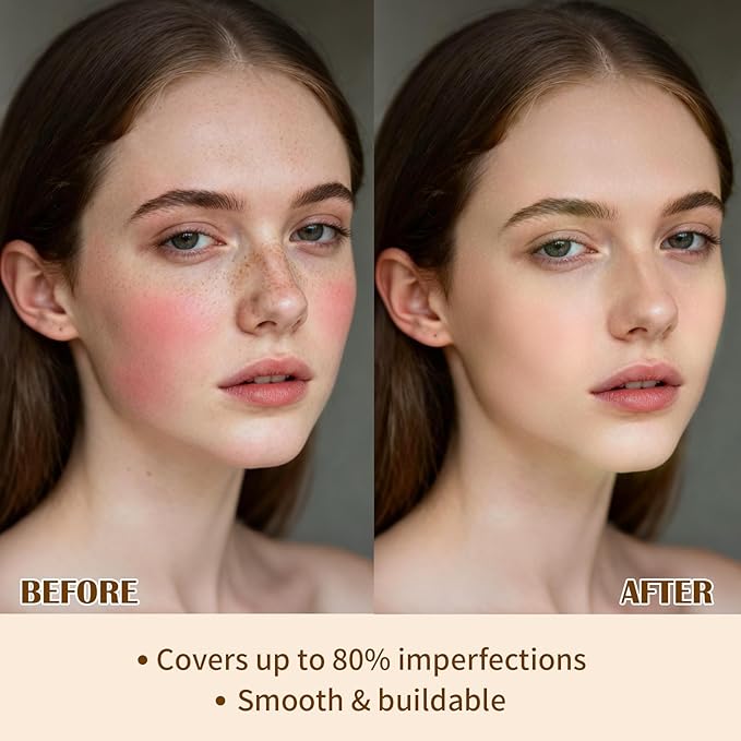 UCANBE 2-IN-1 Foundation + Concealer, Full Coverage Long-Lasting Matte Makeup for Normal, Combination and Oily Skin, Buildable Waterproof Formula with Hyaluronic Acid （03 Soft Beige）