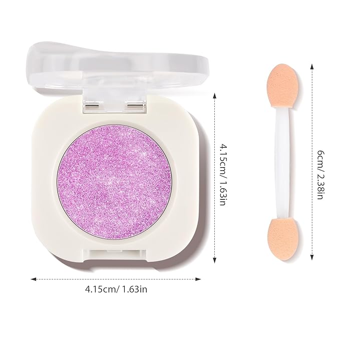 Purple Glow Eyeshadow with Brush, Single Glitter Mini Eye shadow Palette, Silky Fine Subtle Shimmer for Old Women, Lightweight & Ultra-Blendable Formula for Everyday Eye Glitter Makeup Kit (#08)