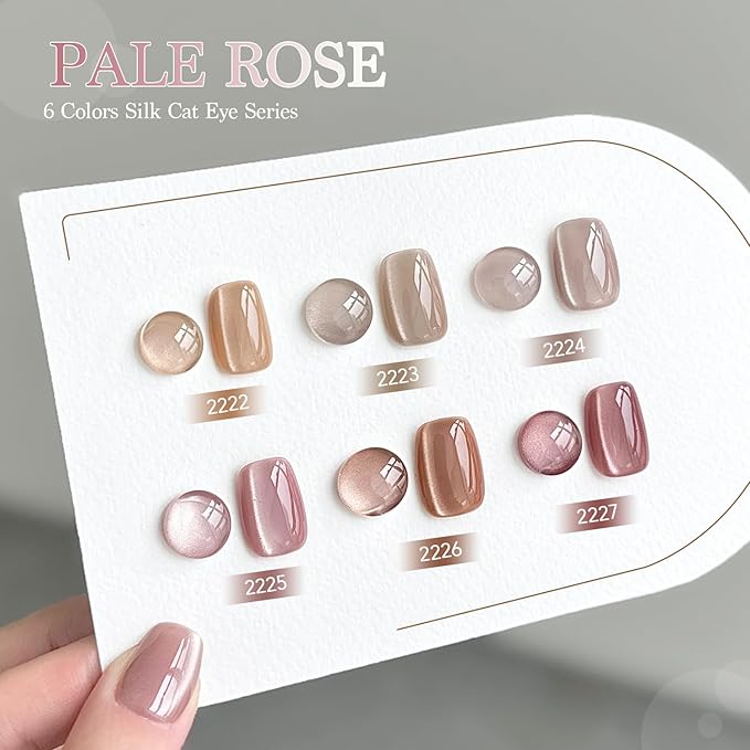 GAOY Jelly Pink Silver Cat Eye Gel Nail Polish Set with Magnet for Holographic Glitter Cat Eye, Salon Gel Manicure and Nail Art DIY at Home