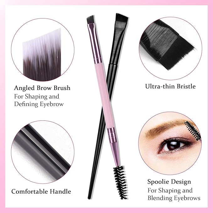 ATOMUS Brow Mapping Kit with 10m Pink & White Mapping String 20g White & Pink Brow Paste 50pcs Eyebrow Ruler Stickers 2 Brow Brushes 2pcs Eyebrow Pencil 1pc Sharpener 10pcs Blades