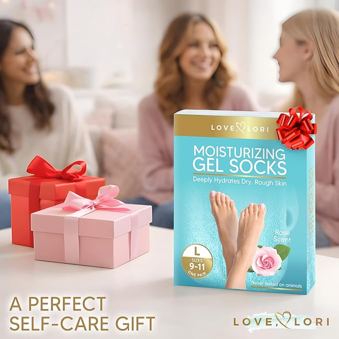 Moisturizing Socks (Size 9-11) – Gifts for Women Her Wife - Infused with Vitamin E & JoJoba Oil - Gel Silicone Aloe Foot Care Socks - Spa Self Care Gifts for Women