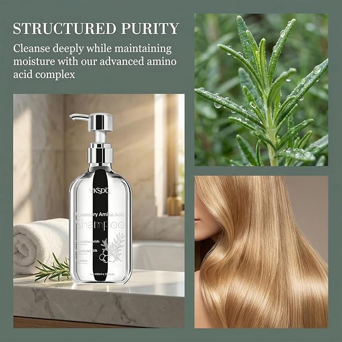 Unisex Sulfate-Free Rosemary Shampoo with Hydrolyzed Collagen & Amino Acids, Nourishing Hair & Scalp Care for Fuller-Looking Hair, Paraben-Free Formula (1)
