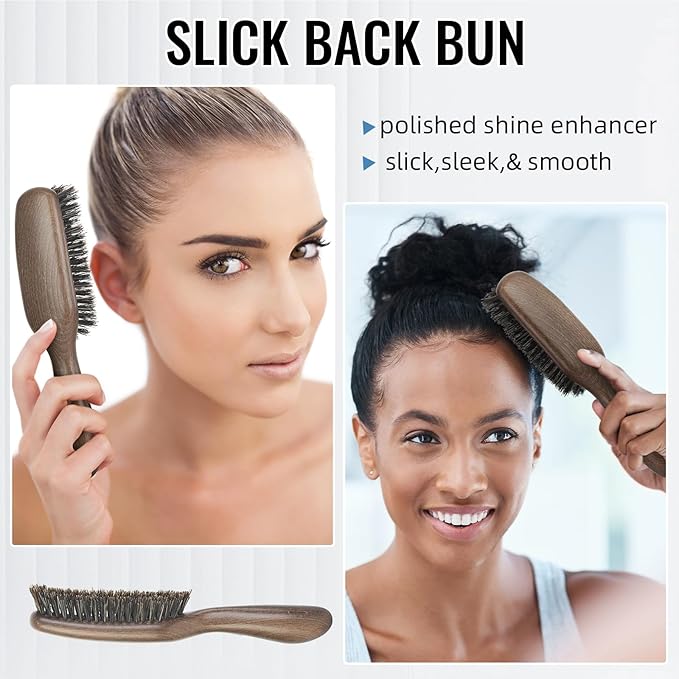 BESTOOL Hair Brush,Boar Bristle Hair Brushes for Women Men and Kids Slick Back Hair Brush for Smoothing Styling Detangling Enhance Shine and Texture Also Makes a Great Beard Brush