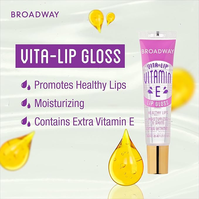 Ruby Kisses Broadway Vita-Lip Clear Lip Gloss (Vitamin E 48 Pack), Ultra-Hydrating & Soothing Formula with Multi-Vitamin Oils, High-Shine Non-Sticky Finish, Healing Lip Balm for Healthy Lips