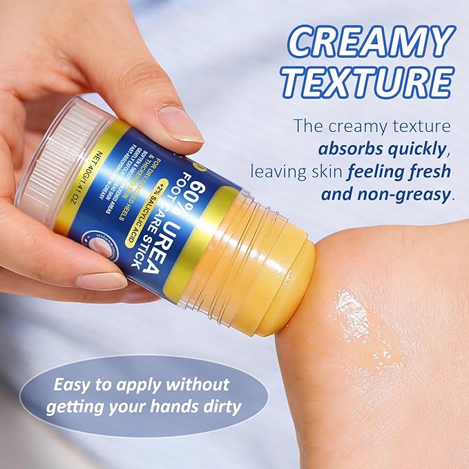 Urea Cream 60% with Salicylic Acid 2% Foot Care Stick, Deeply Moisturizing and Hydrating Foot and Hand Balm, Gentle Exfoliation Anti-Cracking Foot Cream