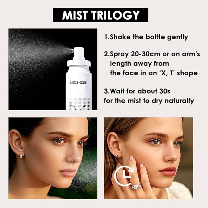 2PCS Makeup Setting Spray Set for Face, Weightless Long Lasting Waterproof Fixing Makeup Setting Face Spray, Smudge-proof, Hydrating & Refreshing Setting Spray Makeup for All Skin Type（J)