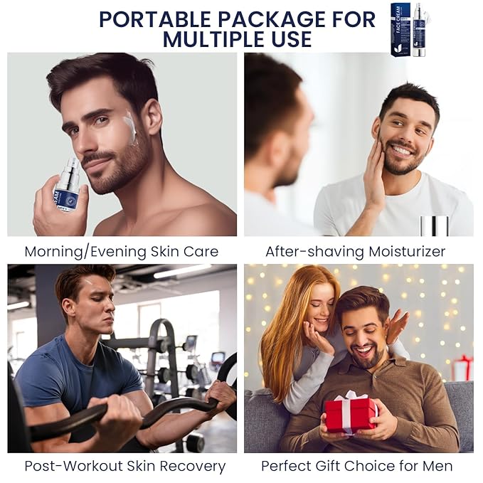 Uttse 6-in-1 Mens Face Moisturizer: Face Cream for Men - Reduce the Look of Eye Bags, Dark Circles, and Puffiness - Skin Care for Men - 1.7 fl oz - Made in Korea