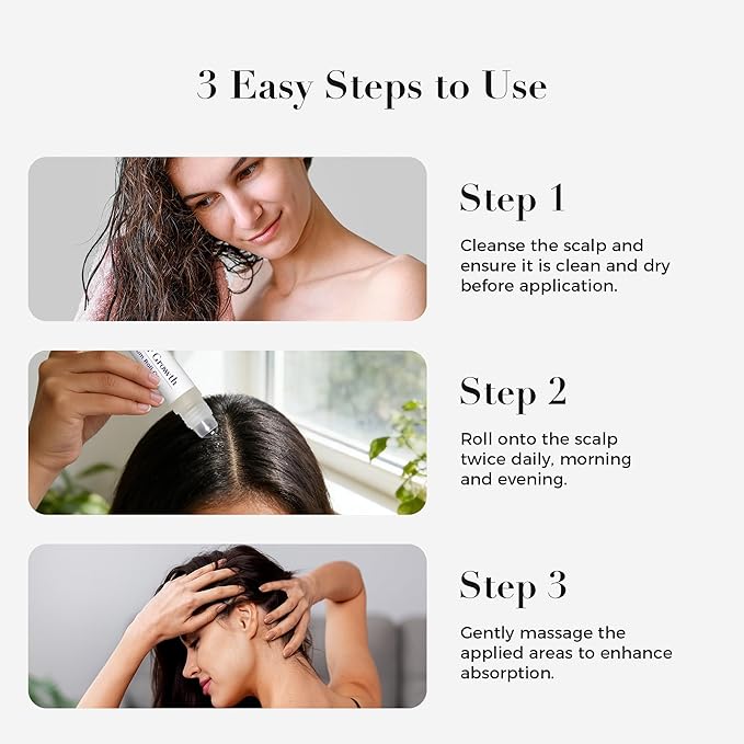 Hair Growth Serum Roll On,3% Rosemary, 6% Batana oil,3% Redensyl & 2% Anagain| No-Rinse, Fast-Absorbing | For Thinning Hair & All Hair Men & Women (2 Pcs)