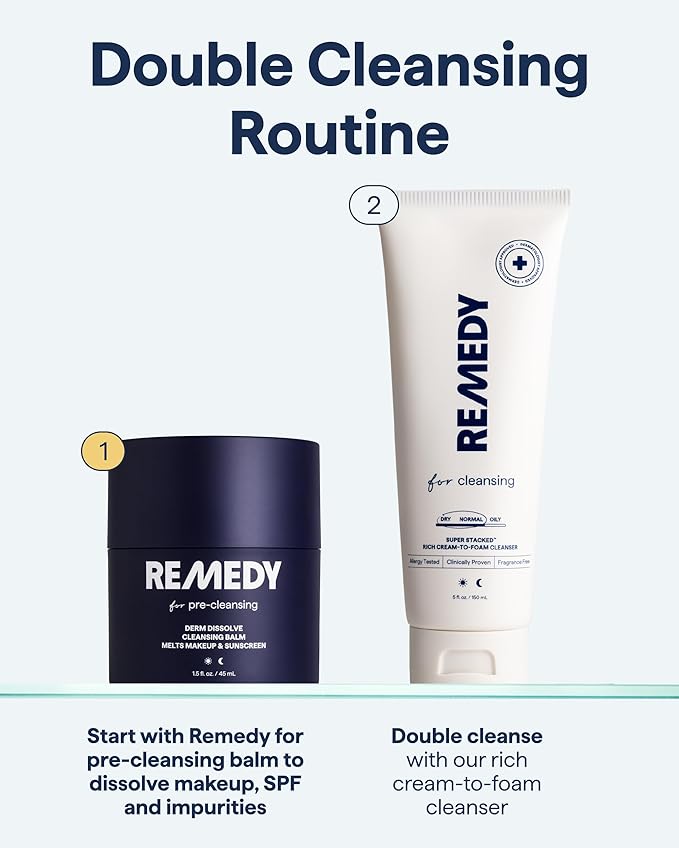 Remedy for Pre-Cleansing | Derm Dissolve Cleansing Balm | Melts Makeup and Sunscreen | Ceramides Safflower Lipids Centella | Fragrance Free| By Dermatologist Dr. Shah | 1.5 Fl Oz