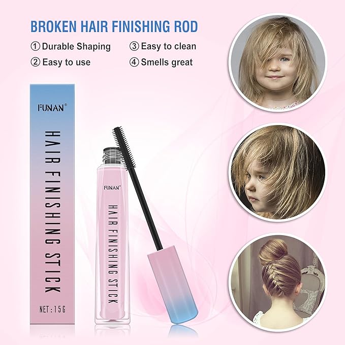 FUNAN Hair Finishing Stick 2 Pack for Small Broken Hair Cream/Gel for Women Naturally Refreshing, Non-Greasy and Non-Sticky