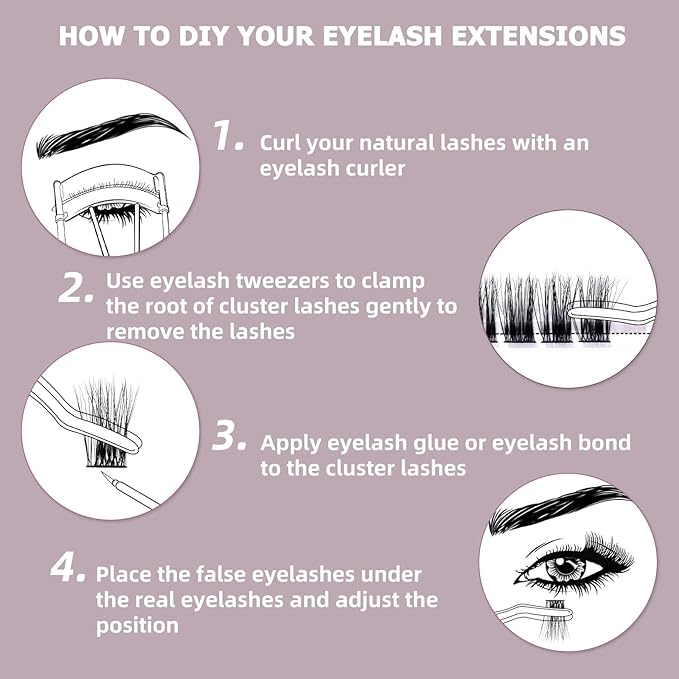 QUEWEL Cluster Lashes 72 Pcs Wide Stem Individual Lashes C/D Curl 8-16mm Length DIY Eyelash Extension False Eyelashes Soft for Personal Makeup Use at Home (natural02-C-16)
